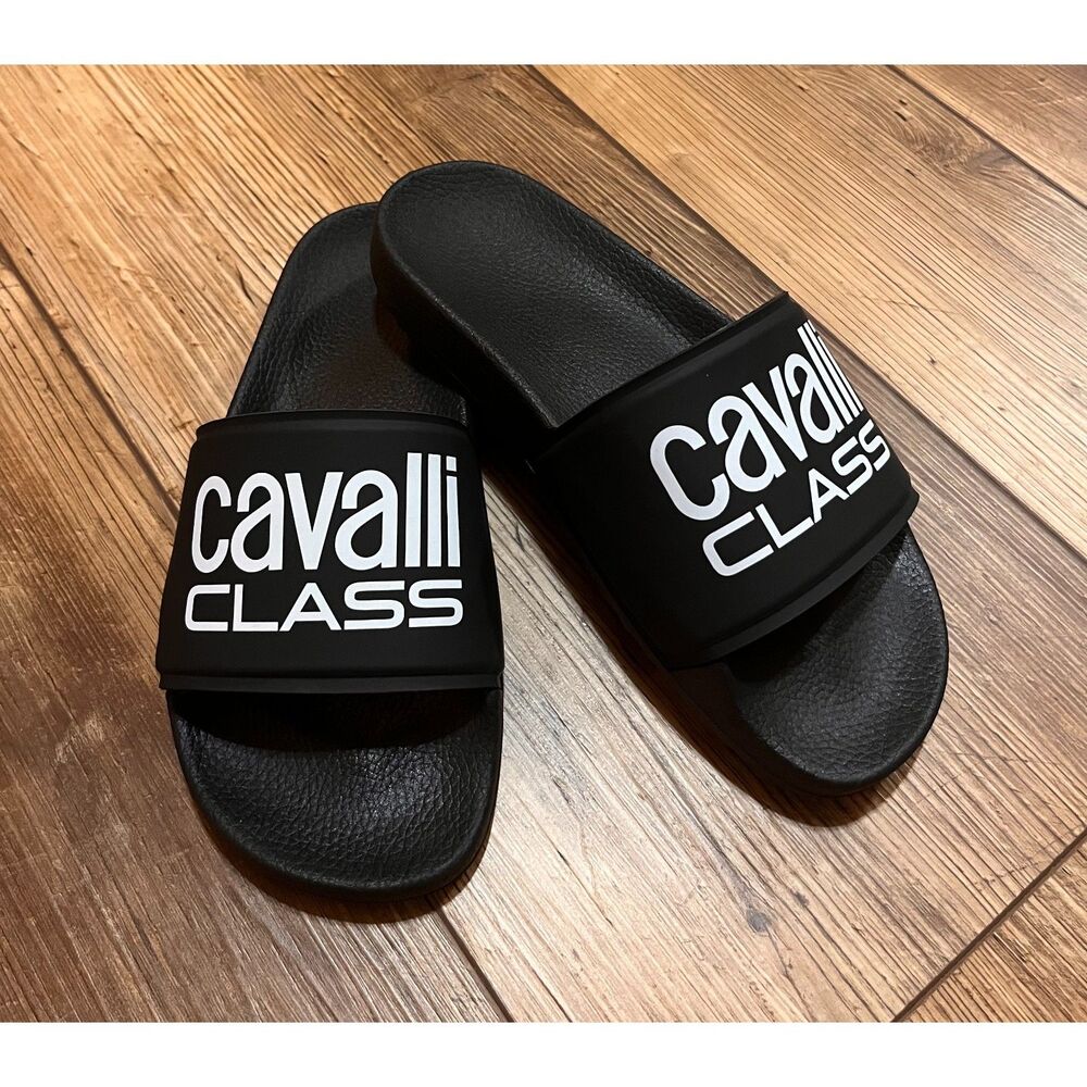 Cavalli Class Roberto Cavalli Women's Gomma Nero Slides Sandals Sz 37